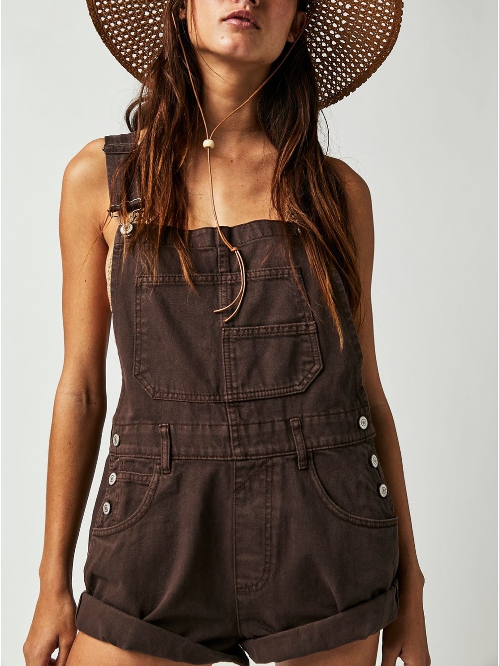 Free People We the Free Ziggy Shortalls XS Mocha